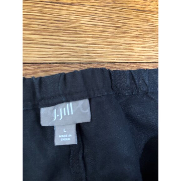 J. Jill Women's Pull On Cropped Pants Size Large Black 100% Linen Elastic Waist - Picture 3 of 6